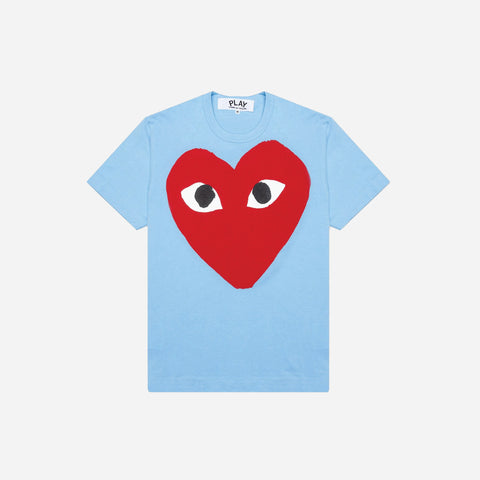 CDG PLAY S/S BIG HEART TEE (BLUE/RED)