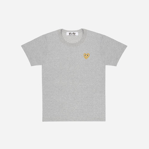 CDG PLAY S/S GOLD HEART TEE (GREY/GOLD)