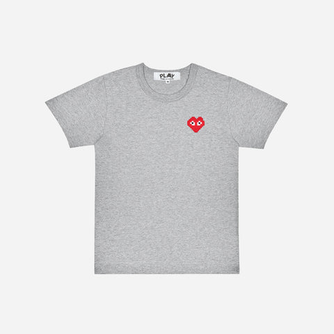 CDG PLAY S/S TEE (GREY/RED)