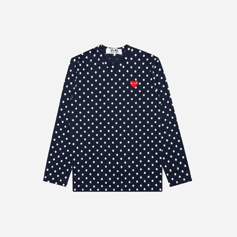 CDG PLAY L/S TEE (NAVY/WHITE)