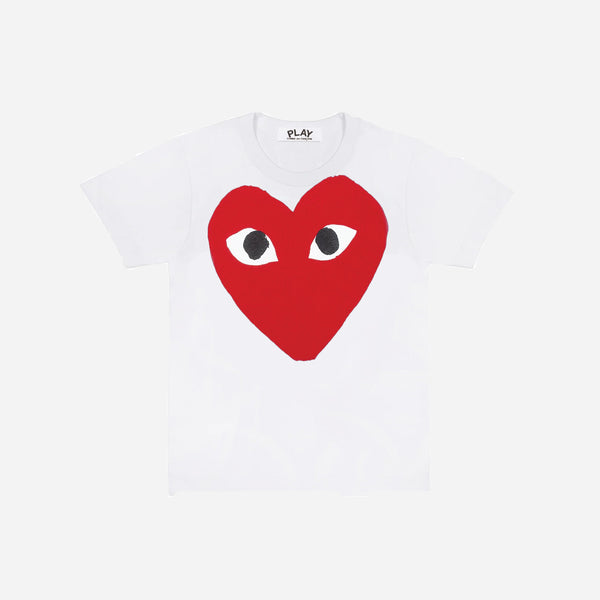 CDG PLAY S/S TEE (WHITE/RED)