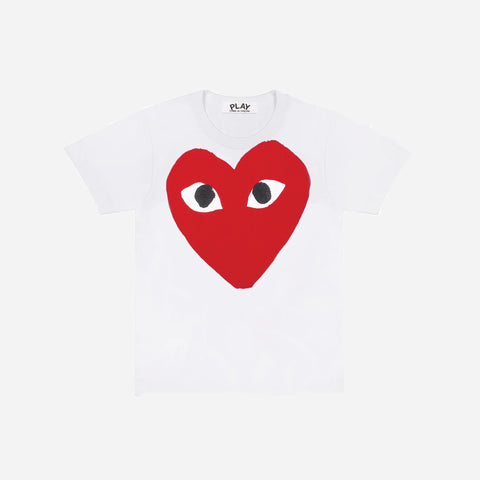 CDG PLAY S/S TEE (WHITE/RED)