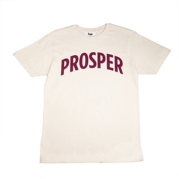 NECESSARY 2 S/S TEE (CREAM/PLUM CASPIA)
