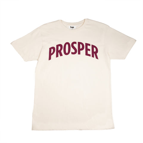 NECESSARY 2 S/S TEE (CREAM/PLUM CASPIA)